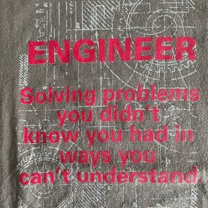 Gildan Gray Short Sleeve Tee with Red Engineer Graphic